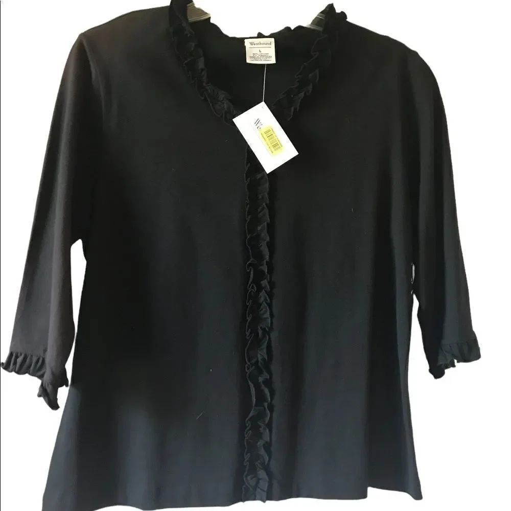 Westbound size large new with tags ruffle accents 3/4 tee shirt